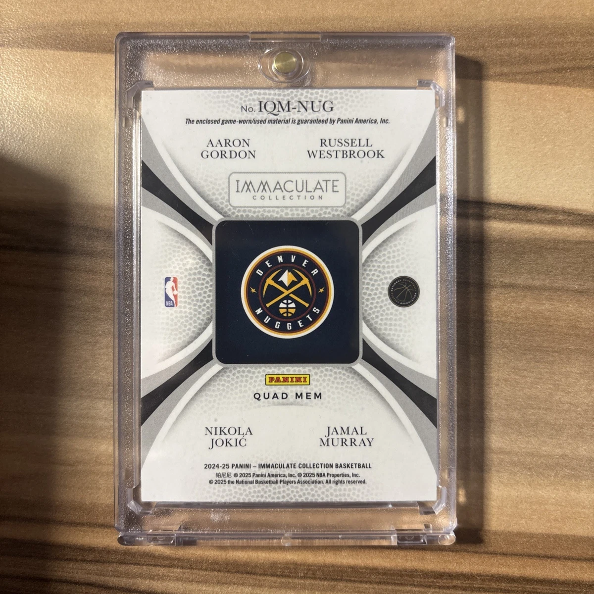 Panini Immaculate Nuggets Quad Mem /99 – Jokić, Westbrook, Murray & Gordon