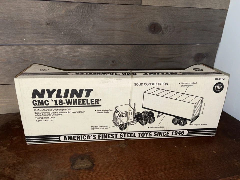 VINTAGE NYLINT STEEL HOOSIER RACING TIRE GMC 18-WHEELER SEMI-TRUCK WITH BOX FS - Image 4 of 4