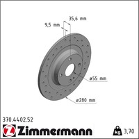 2X Zimmermann 370.4402.52 Bremsscheibe FüR Abarth Mazda Fiat MX 5 MX 5 RF 124