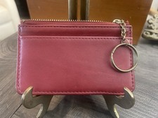 Vintage Coach Red Leather Zippered Key Wallet W/ Card Slot