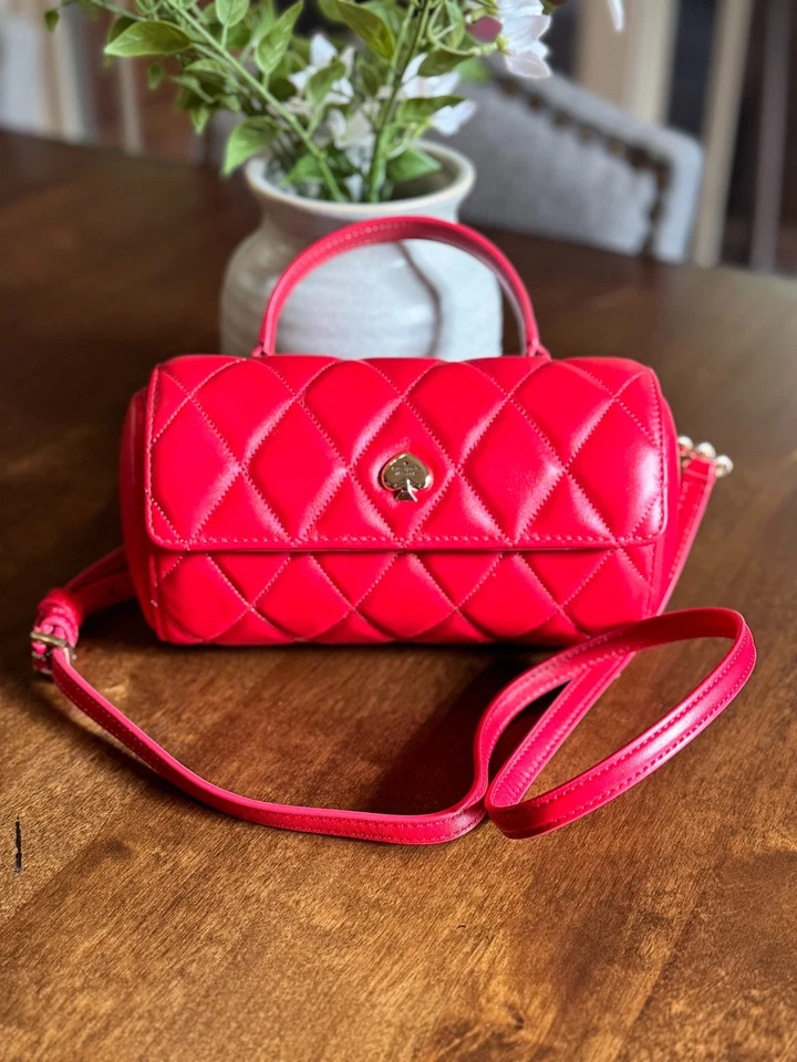 Kate Spade Heart 3D Barrel Quilted Crossbody - Ruby Red - Love Shack KK175