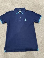 Psycho Bunny Polo Shirt Kids Boys Size Large 14-16 Navy Blue Pique Knit Logo