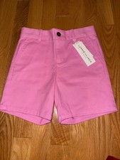 NWT Janie And Jack Boys Cotton Pink Chino Shorts Size 5 Adjustable Waist