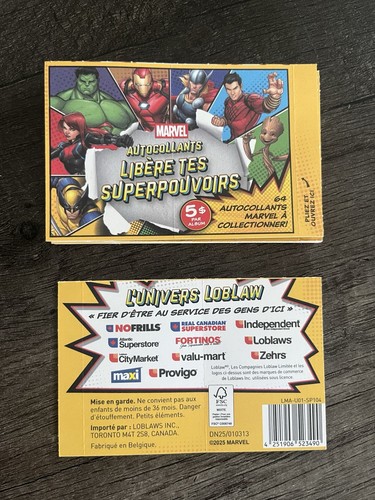 New Sealed Marvel 2025 Loblaw Provigo 16 Sticker Packs - Picture 2 of 2