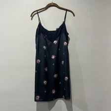 Abercrombie & Fitch Slip Dress Women’s Small Navy Blue Floral Satin Lace Mini