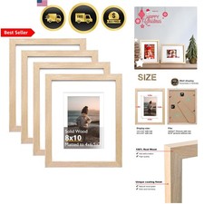Natural Wood Picture Frames Set of 4 for 8x10 4x6 5x7 Wall Tabletop Decor
