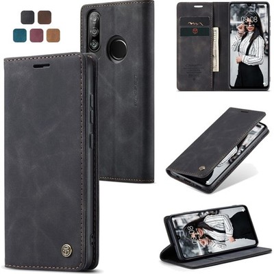 Handyhülle  Schwarz für Huawei P30 Lite Nova 4E Faltbar Kartenfach Flip