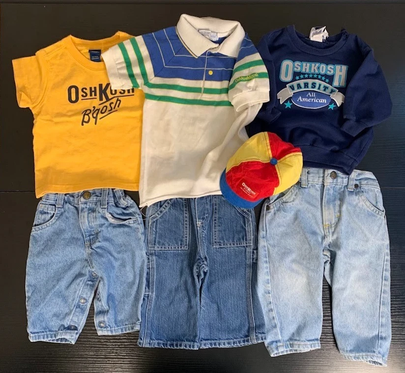 Vintage Oshkosh B'gosh Lot of 7 Clothing Bundle Infant Baby 3-12 Months