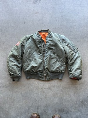 Vintage 60s Flight Jacket MA-1 Patches Customized Alpha Industries Thrashed L