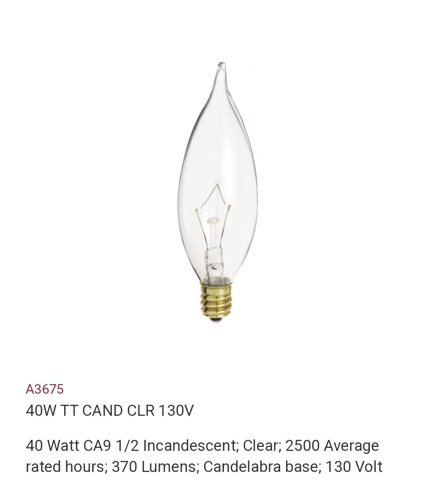 (Lot of 5) Satco A3675 DIMMABLE Flame-tipped Decorative Bulbs