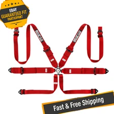 Sparco 04818RH1RS Red 6-Point Steel Shoulder FIA Harness Set