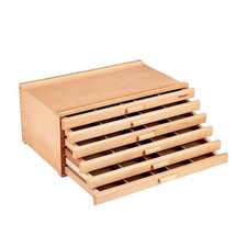 Wood 6-Drawer Artist SUPPLY STORAGE BOX, 15-3/4 W x 10 D x 6-1/2 H, Natura...