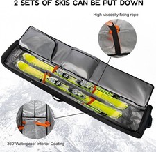 Tenfly Rolling Ski Bag New Fits 2 pairs of skis 156-200cm Wheeled Padded