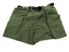 Patagonia Hiking Shorts Womens Small Pockets Belted Waist Green Outdoor Baggies