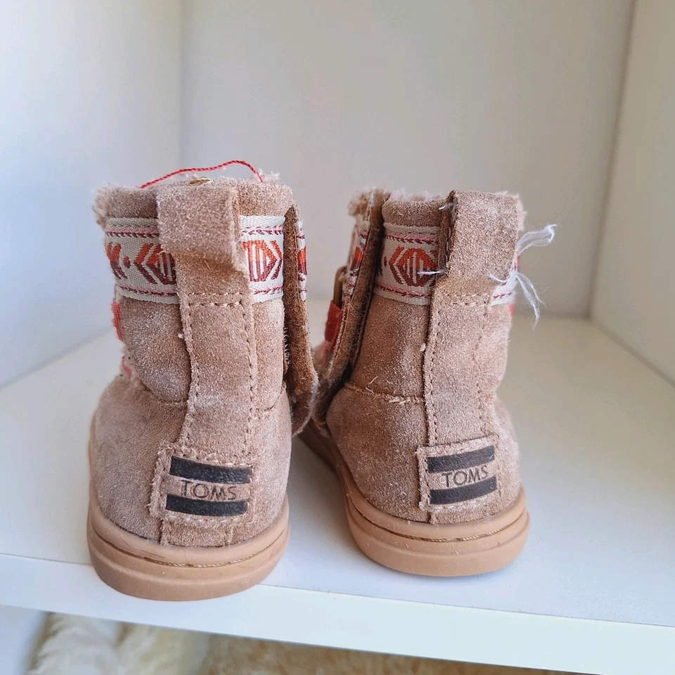 Toms Nepal Botines Niñas Niño EE. UU. 5 UE 21 Tejido Gamuza Cuero Tirar en Zapato Foto 2 de 4