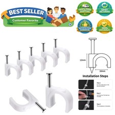 Cable Clips, 100 Pcs, 10mm, Wire Wall Clips with Steel Nails, Cable Managemen...
