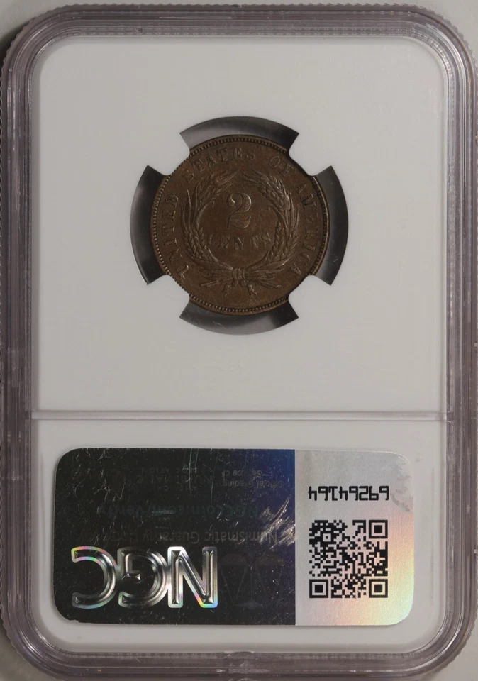 1867 Two Cent Piece NGC AU-58 - Image 4 of 4
