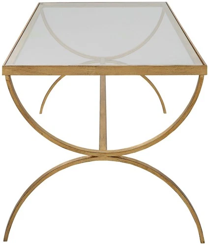 Uttermost 25186 Crescent 48"W Iron and Tempered Glass Coffee - Gold - Picture 6 of 7