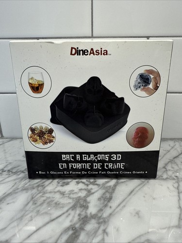 Bandeja molde cubo de hielo de silicona flexible con forma de calavera 3D - negra - Imagen 1 de 5