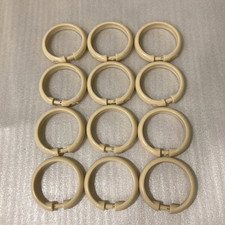 12 Piece Set Plastic Shower Curtain Rings Hooks Beige