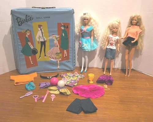 Vintage 1961 Barbie Doll, Case, Clothes, And Accessories 3 Dolls