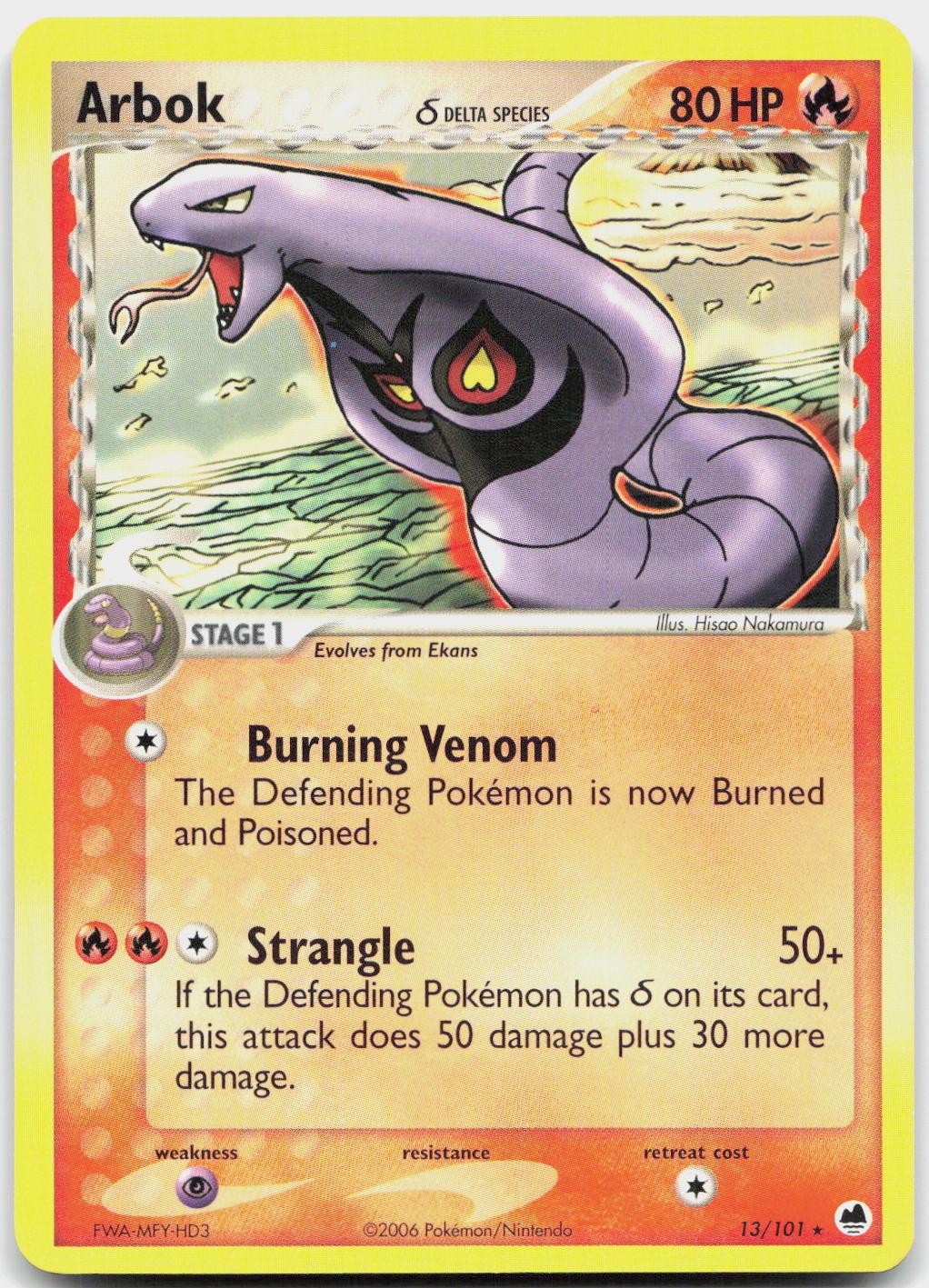 Arbok 13/101 Rare Dragon Frontiers Pokemon Lightly Played