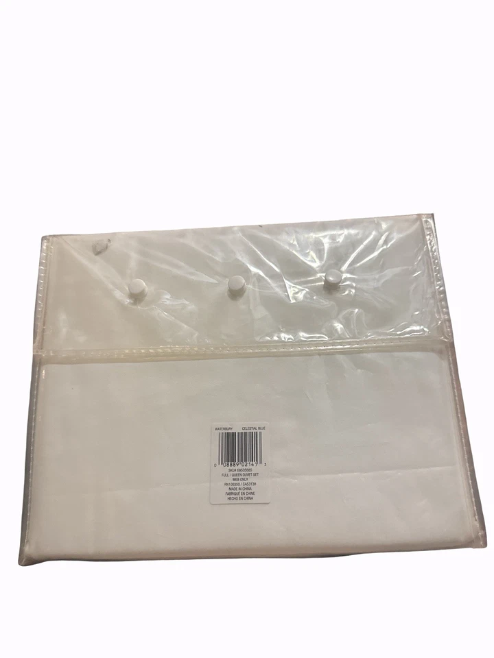 New 3 Pc. Wamsutta Waterbury Embroidered Full/Queen Duvet Set Celestial Blue NEW - Image 3 of 4