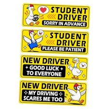 4Pcs Cute Cartoon Yellow Goose Novice Driver Magnets, Student Driver Sticker