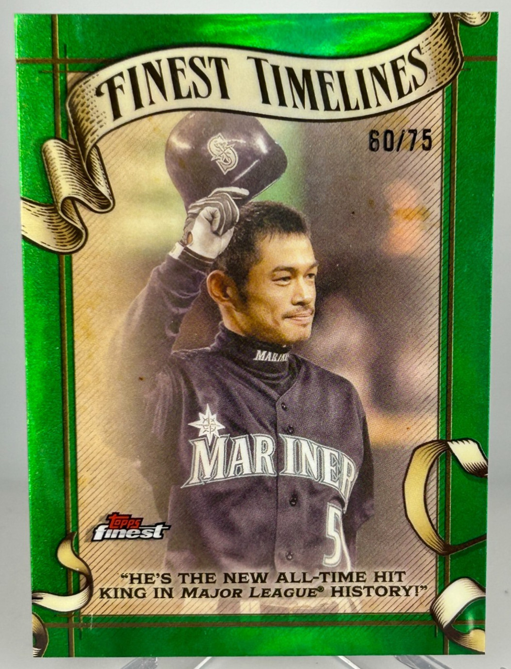 2025 Topps Finest Timelines Green Refractor /75 Ichiro Suzuki #FT-13 HOF