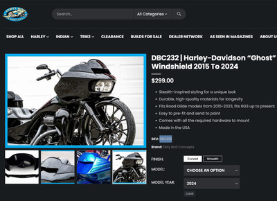 Dirty Bird Concepts 15-25 Harley Road Glide Ghost Windshield Replacement Cap
