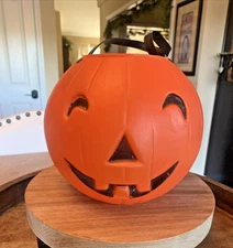 Vintage Halloween Pumpkin Blow Mold Candy Bucket Trick or Treat Liberty Plastics