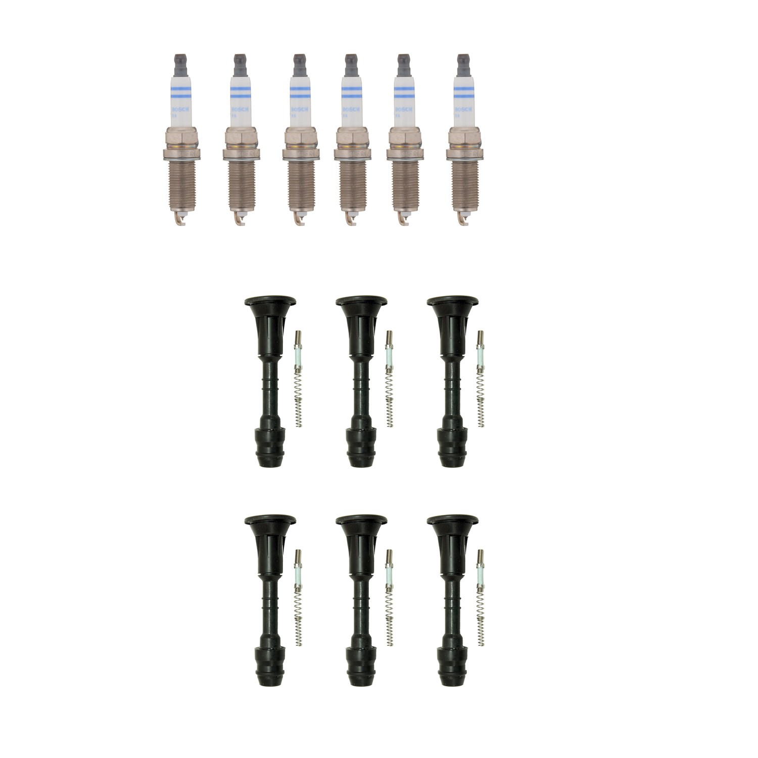 Bosch 6 Double Iridium Spark Plugs  NGK Coil Boots Kit for Frontier Xterra V6