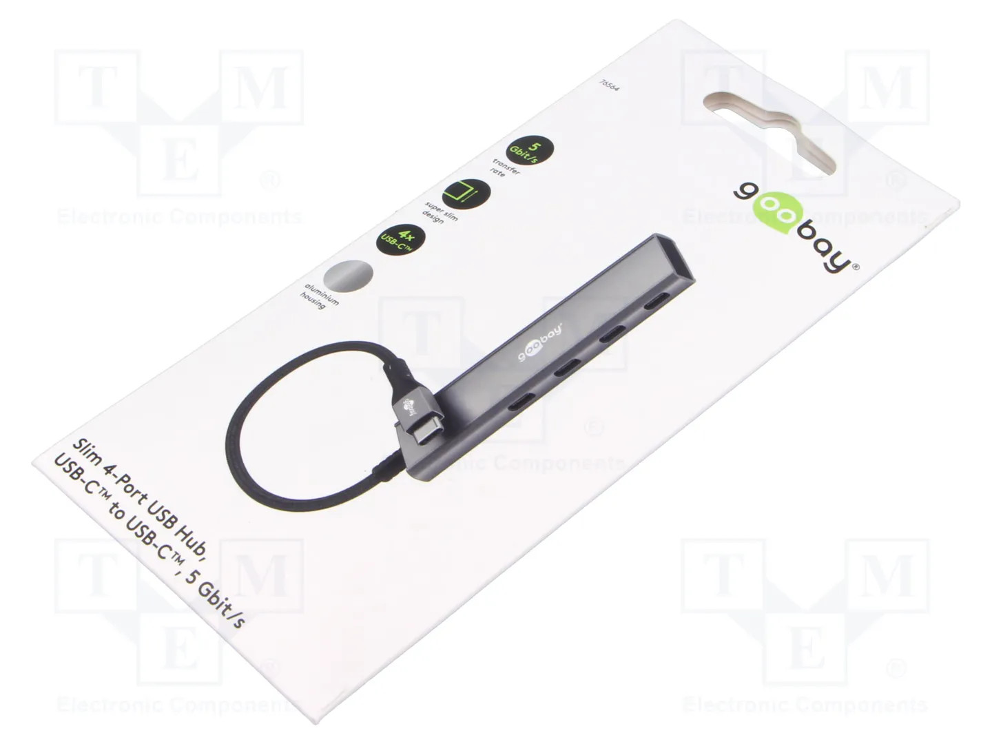 Goobay Hub 4 Porte 5 Gbps Usb Type-C Modello 76564 Slim Alluminio - Immagine 2