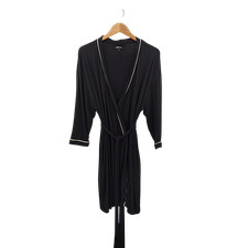 Quince Bamboo Jersey Maternity Robe TRUE Black Basic Sleeved Dress XL