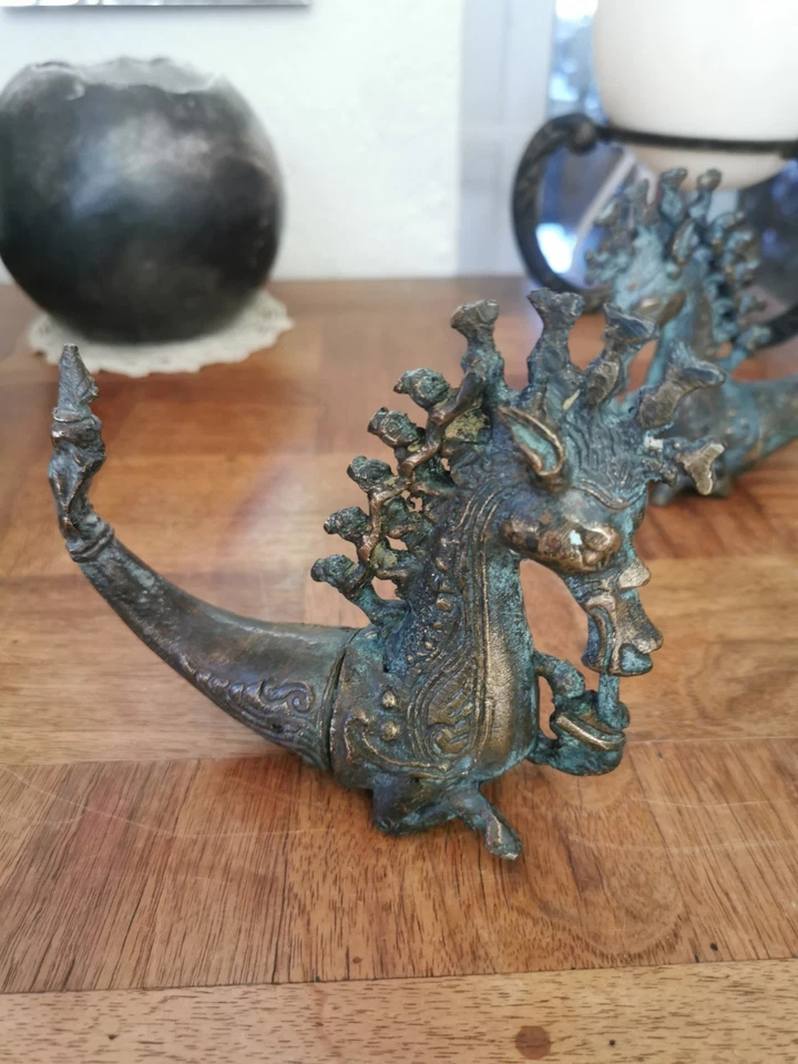 Hippocampe, Cheval De Mer Ancien En Bronze. - Photo 3/4