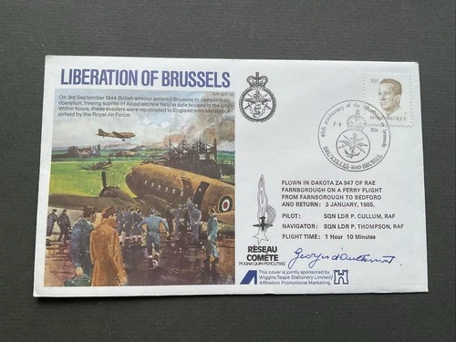 George D'Outremont WW2 resistance hero signed 1984 Liberation of Brussels cover.