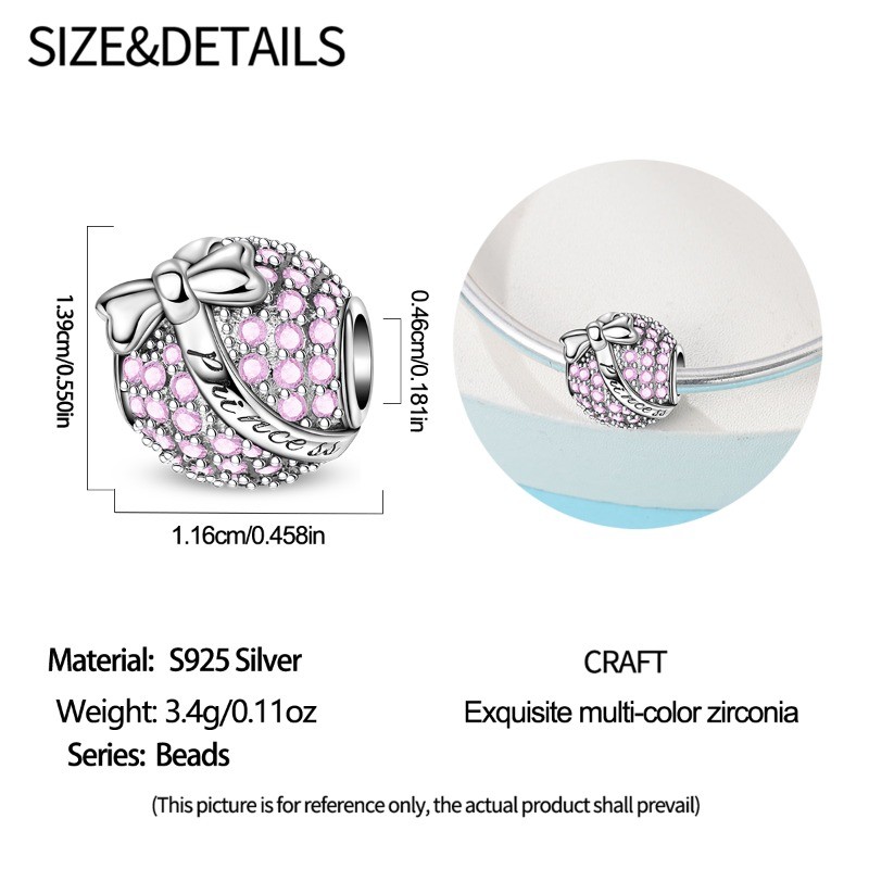 KUNSIR 925 Sterling Silver DIY Charm 5A CZ Heart Bead Pendant For Bracelet Charm