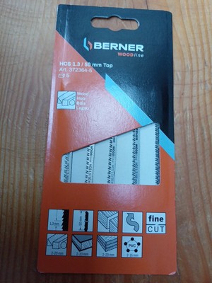 Berner Woodline Stichsägeblatt HCS 1,3/50  mm Sägen Schneiden Stichsäge Blätter