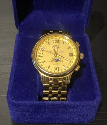 ASTRON Armband Uhr 100g, Gold Überzug, Diameter 33mm Voll Kalender   