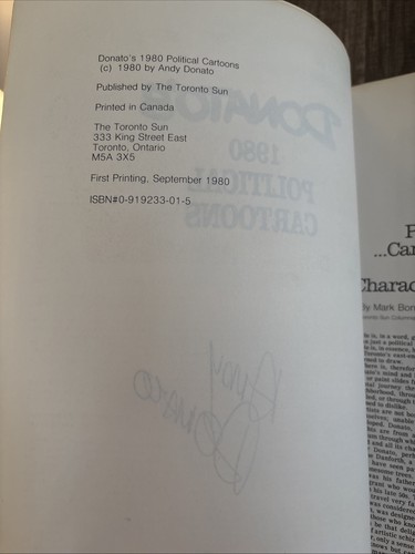 Donato's 1980 Political Cartoons The Toronto Sun Andy Donato SIGNED** - 第 4/4 張圖片