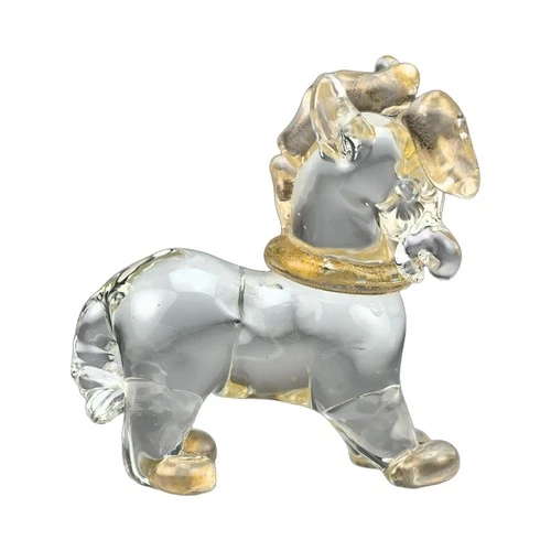 Vintage Murano Style Hand Blown Glass Horse Figurine with Gold Leaf