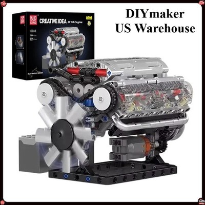 535+ MOULD KING 10088 V8 Engine Building Block Model DIY Mechanical Assembly US