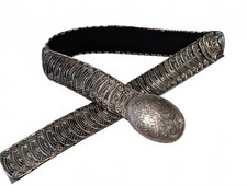Vintage Silver Tone Metal Stretch Belt with Ornate Design