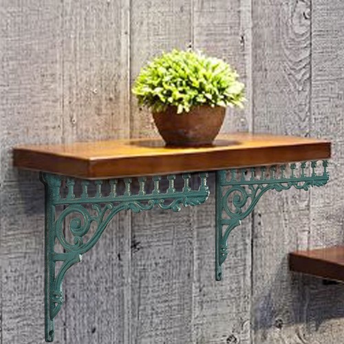 2 PIEZAS Soportes de Estante de Pared Europeo Verde Hierro Fundido Colgador de Pared Grueso Antiguo H - Imagen 6 de 7