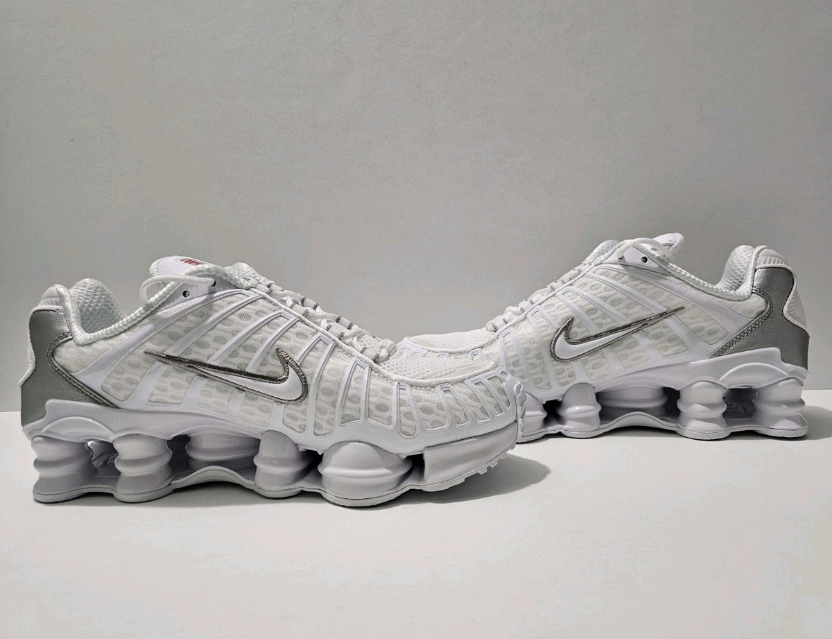 Nike Shox TL White Metallic Silver Men's Shoes Sz 8 (AV3595