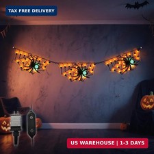 Halloween Spider Web Lights, 52.8'' Light up Spider Web, 54 Orange  3 Green LED