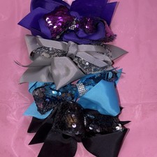 Multicolor Sequin Hair Bow Set for Girls, Party Accessory, One Size, Fabric
