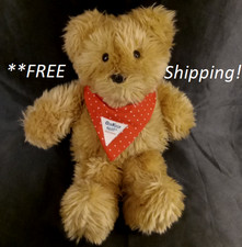 Vintage 1990 Eden OshKosh Red Bandana Brown Teddy Bear Plush Stuffed Animal Toy