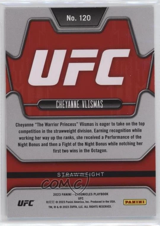 2023 Panini Chronicles UFC Playbook Purple /49 Cheyanne Vlismas #120 Rookie RC - Image 2 of 2