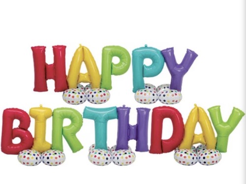 Anagram AirLoonz Foil JUMBO Happy Birthday Balloons 5 Balloons Total 17'